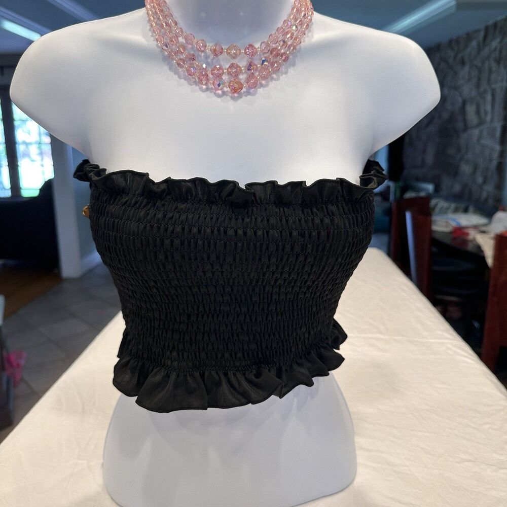 Sinch Seamless Ribbed Black Crop Top Tube Tank Size L Large